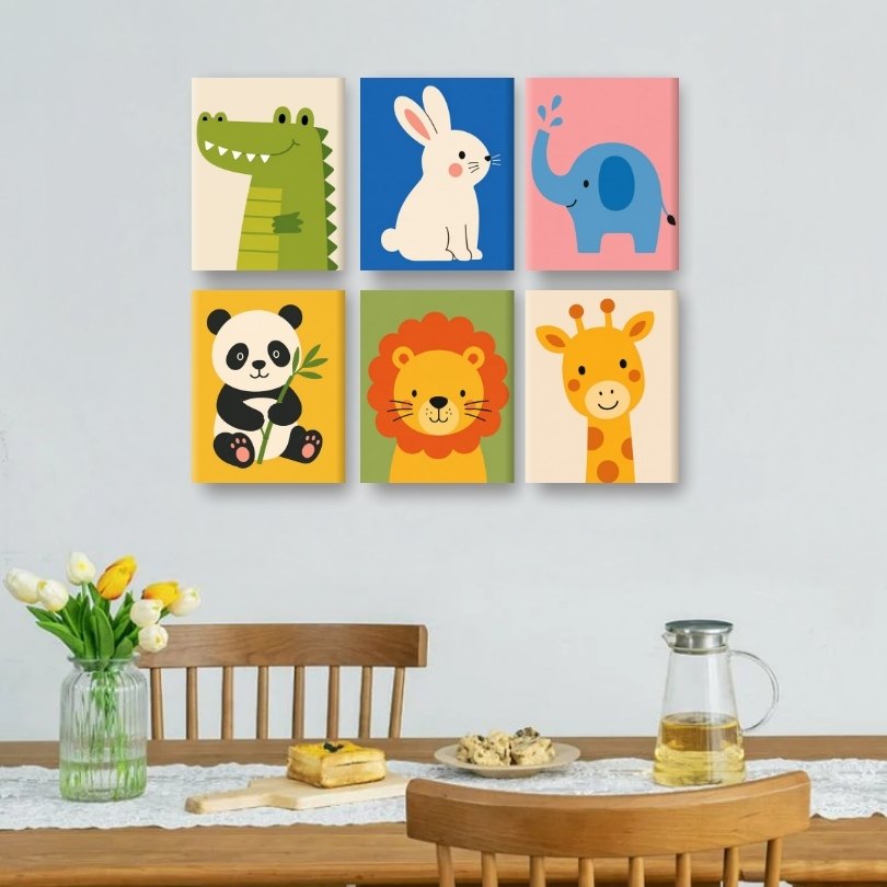 6 Mini Paintings | Cute Safari Pals Set