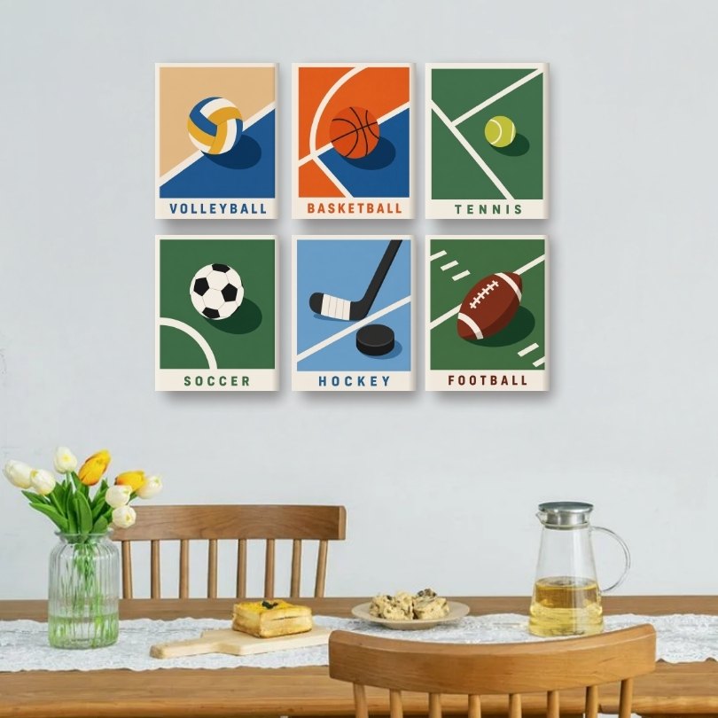 6 Mini Paintings | Sport Posters Set