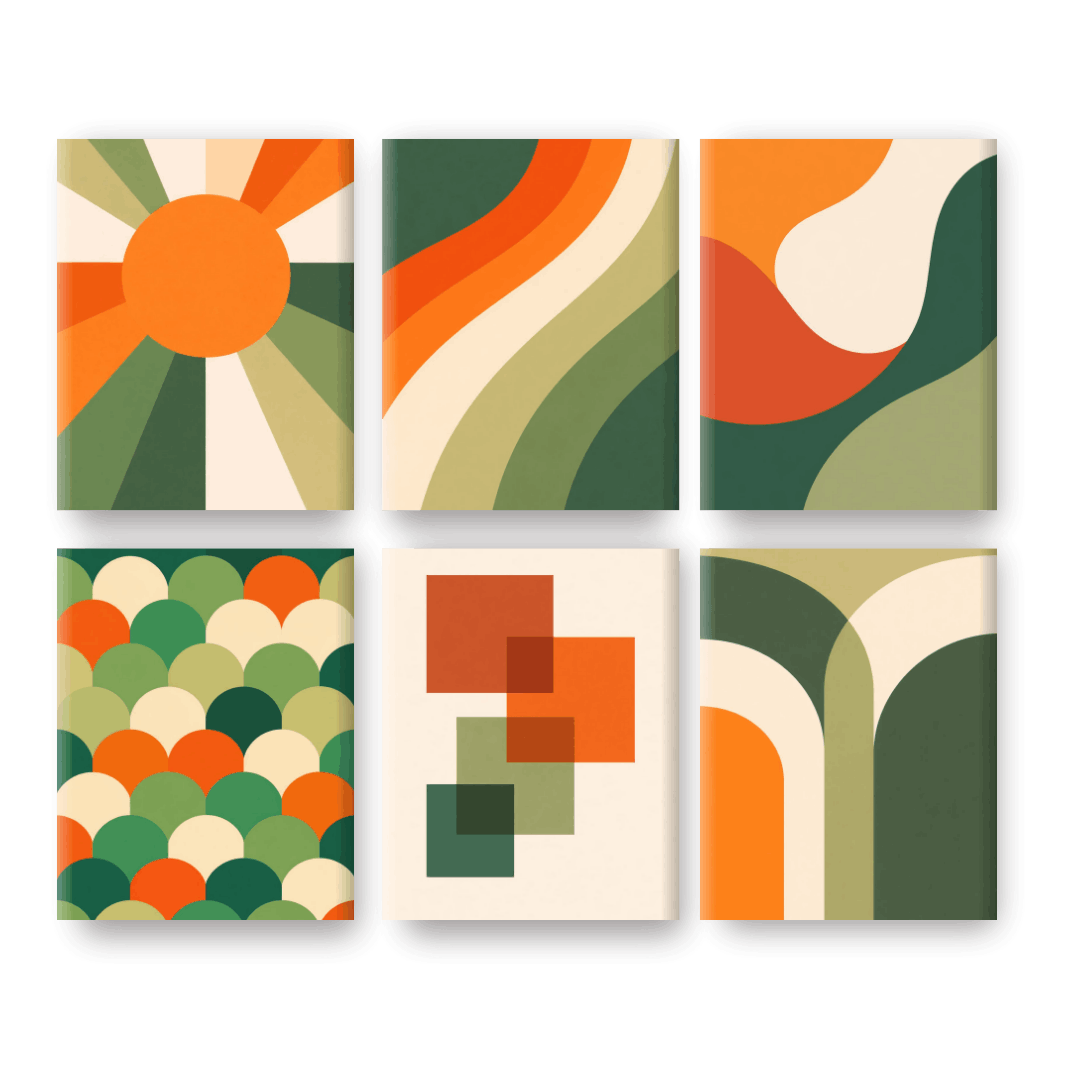 6 Mini Paintings | Retro Shapes Set