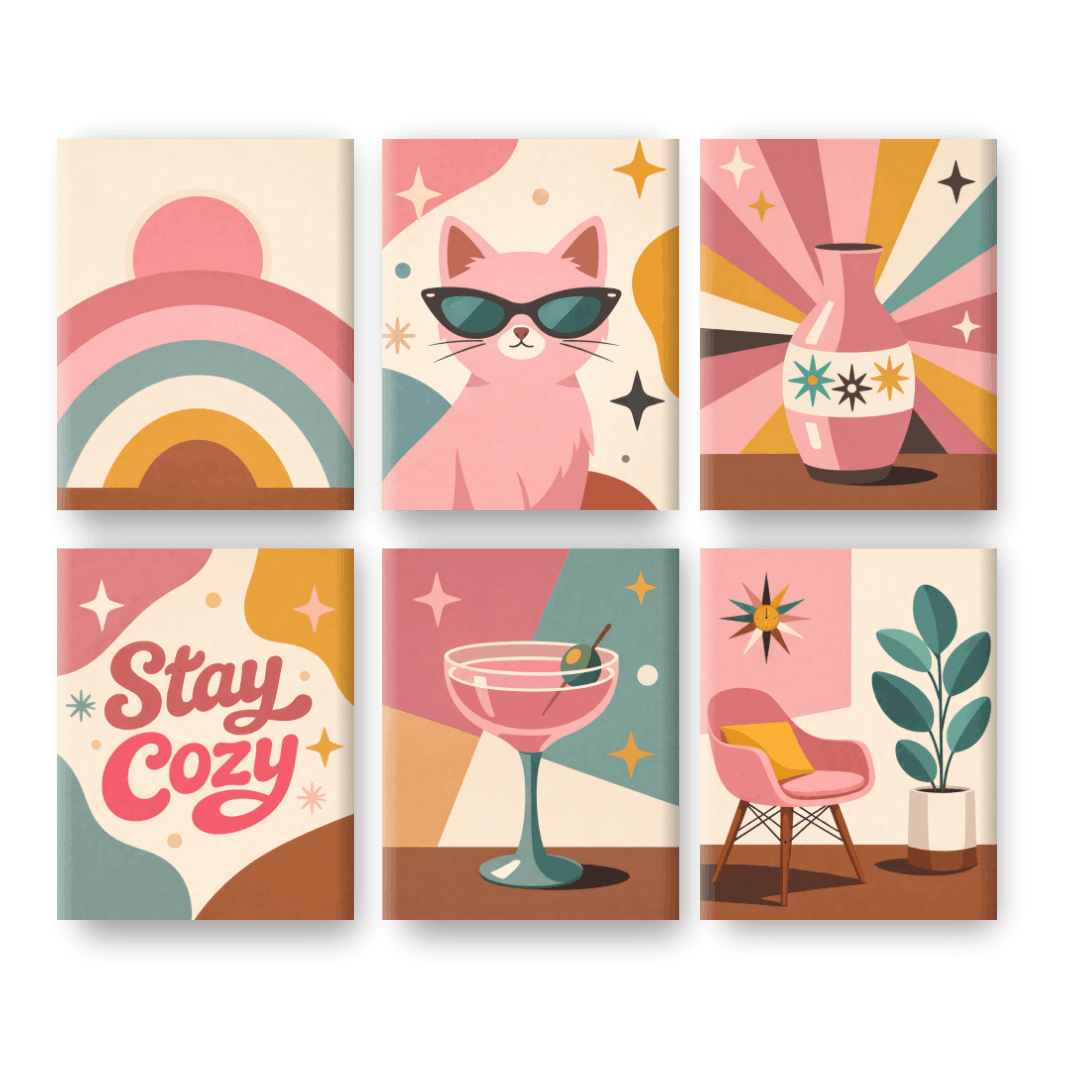 6 Mini Paintings | Stay Cozy Set