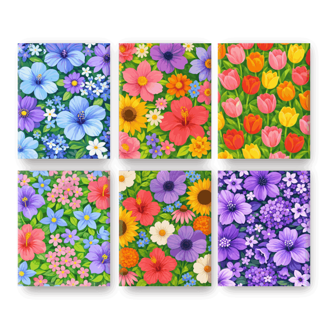 6 Mini Paintings | Beautiful Flowers Set