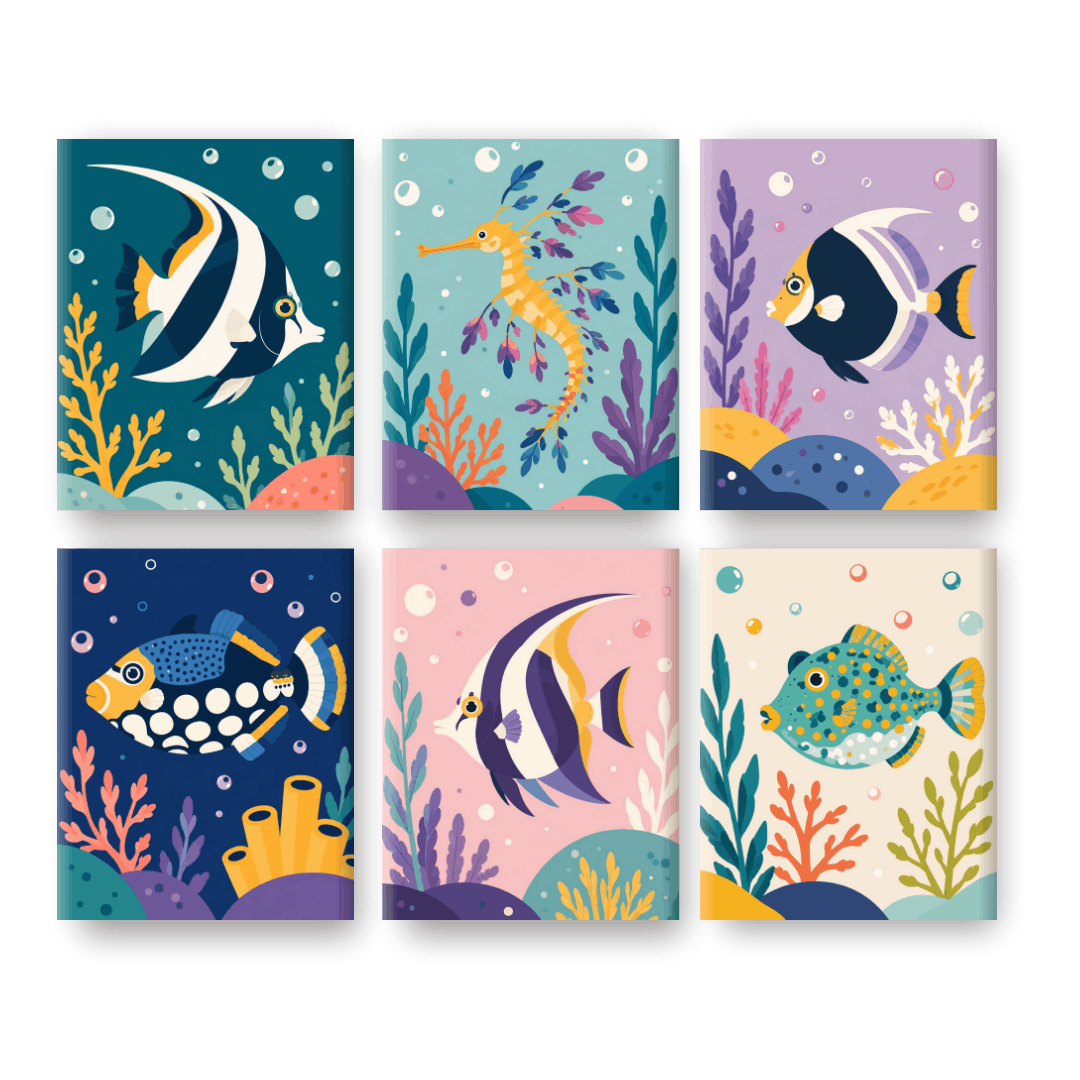 6 Mini Paintings | Ocean Wonders Set