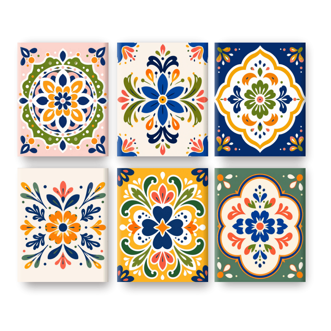 6 Mini Paintings | Folk Art Tiles Set