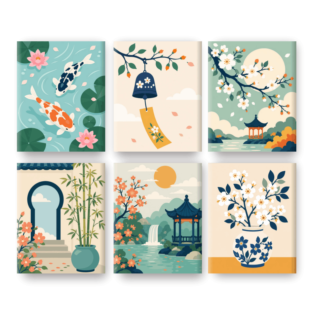 6 Mini Paintings | Zen Garden Set