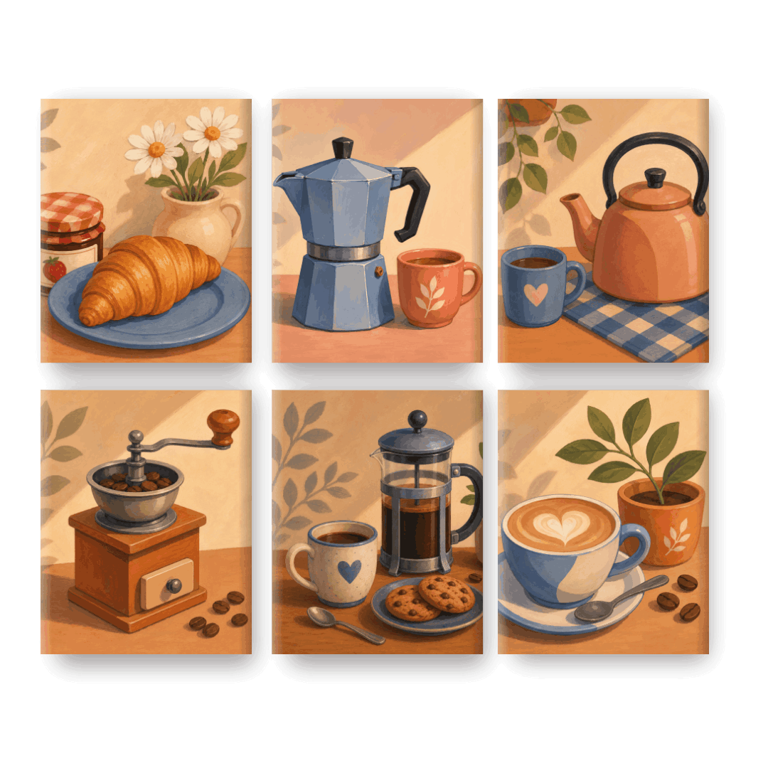 6 Mini Paintings | Breakfast Club Set