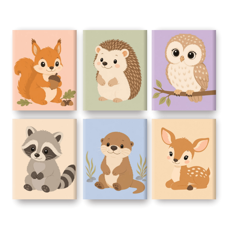 6 Mini Paintings | Woodland Friends Set