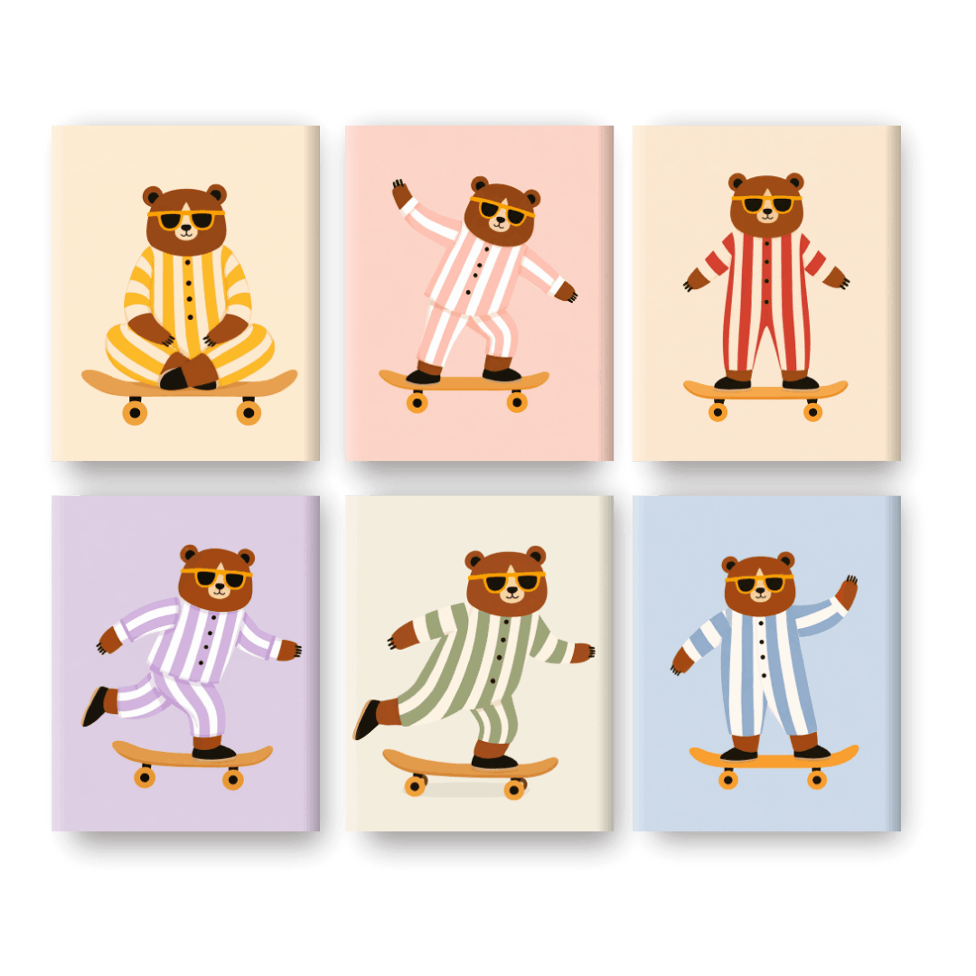 6 Mini Paintings | Skater Bears Set