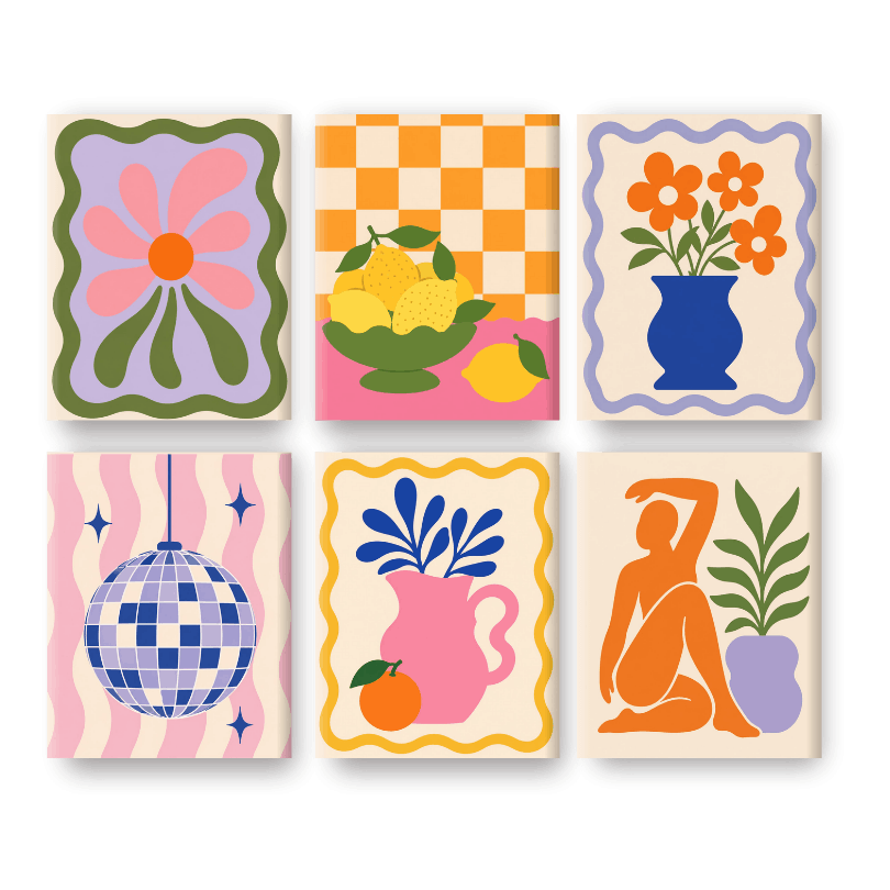 6 Mini Paintings | Pastel Disco Set