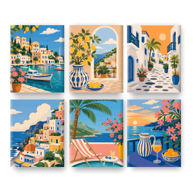 6 Mini Paintings | Mediterranean Dream Set