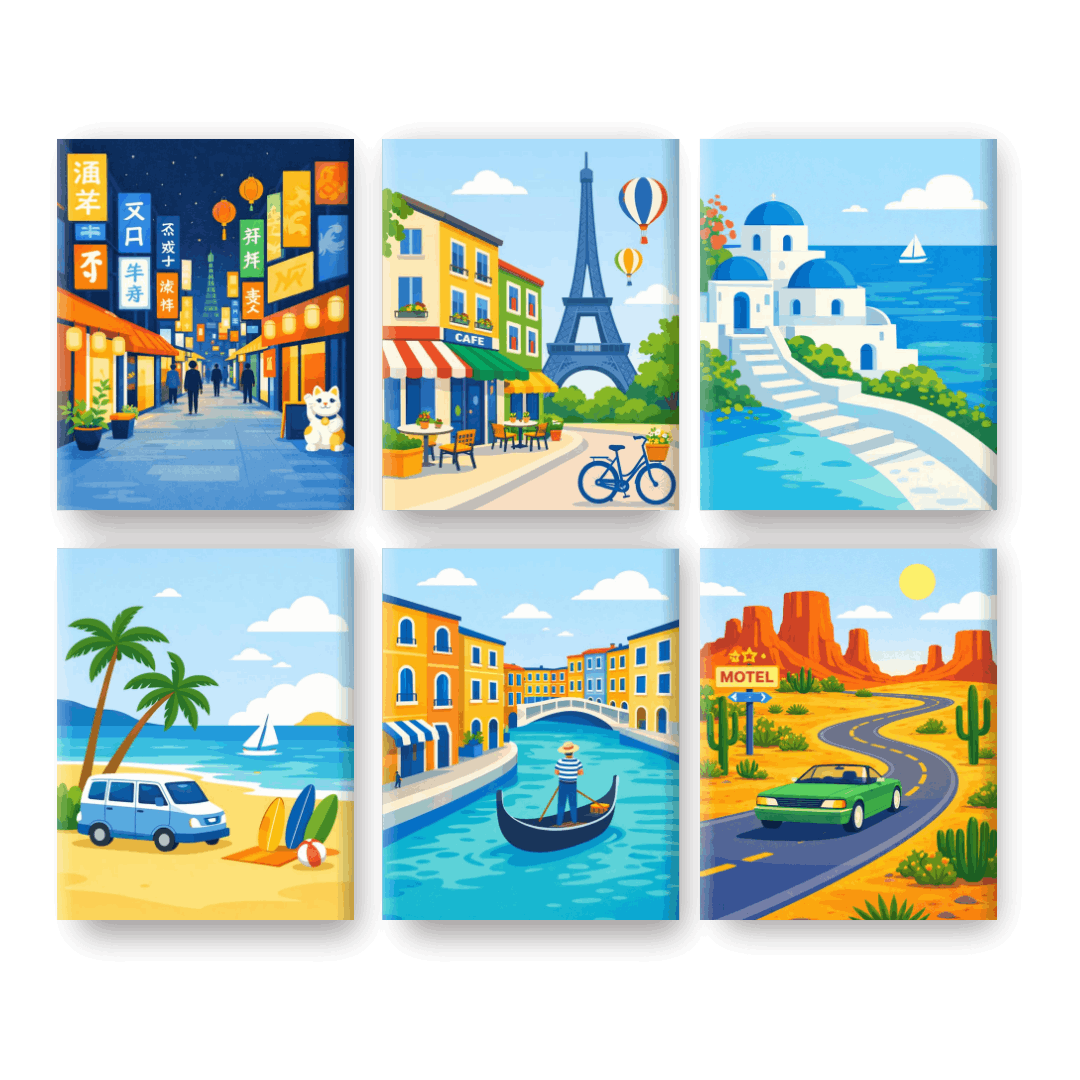 6 Mini Paintings | Travel Dreams Set