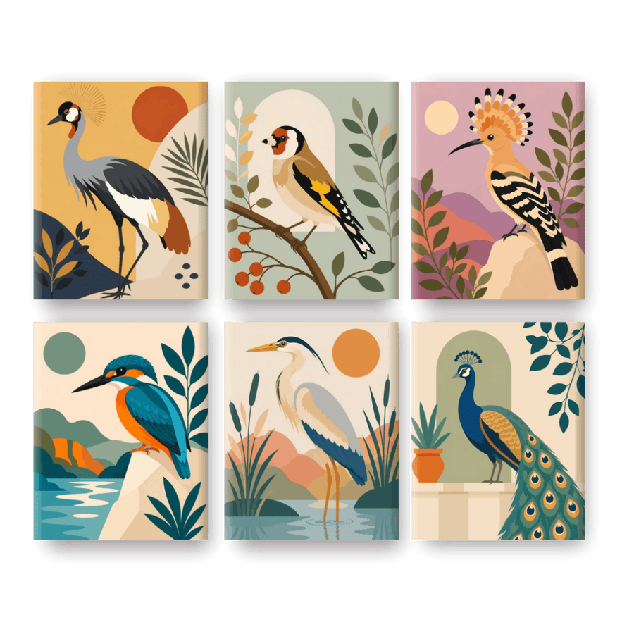 6 Mini Paintings | Majestic Birds Set