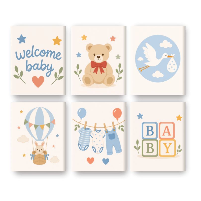 6 Mini Paintings | Welcome Baby Set
