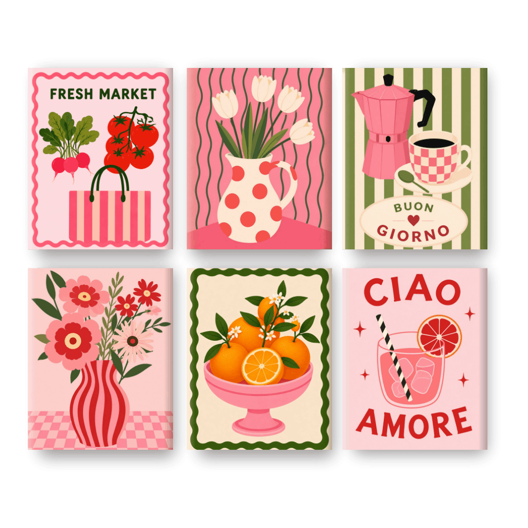 6 Mini Paintings | Pink Market Set