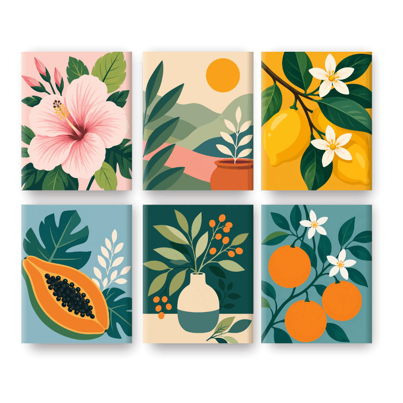 6 Mini Paintings | Fresh Botanicals Set