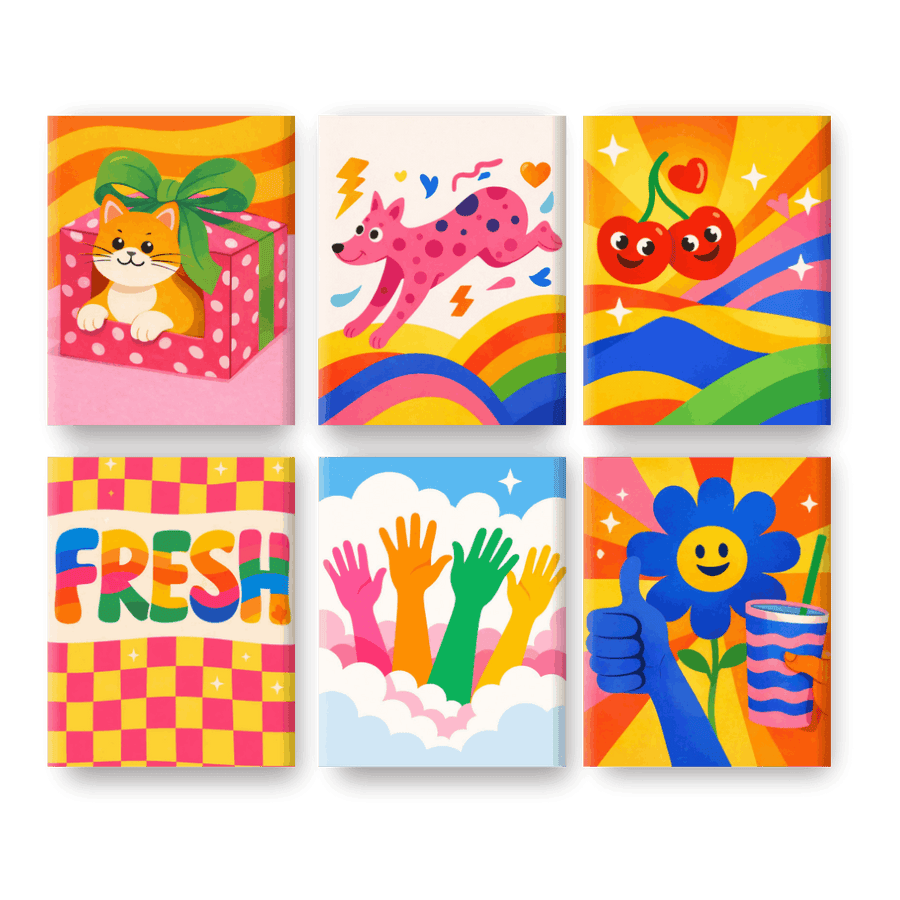 6 Mini Paintings | Rainbow Pop Set