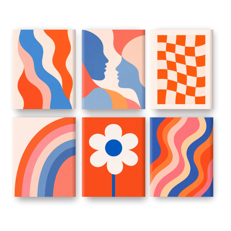 6 Mini Paintings | Retro Bloom Set