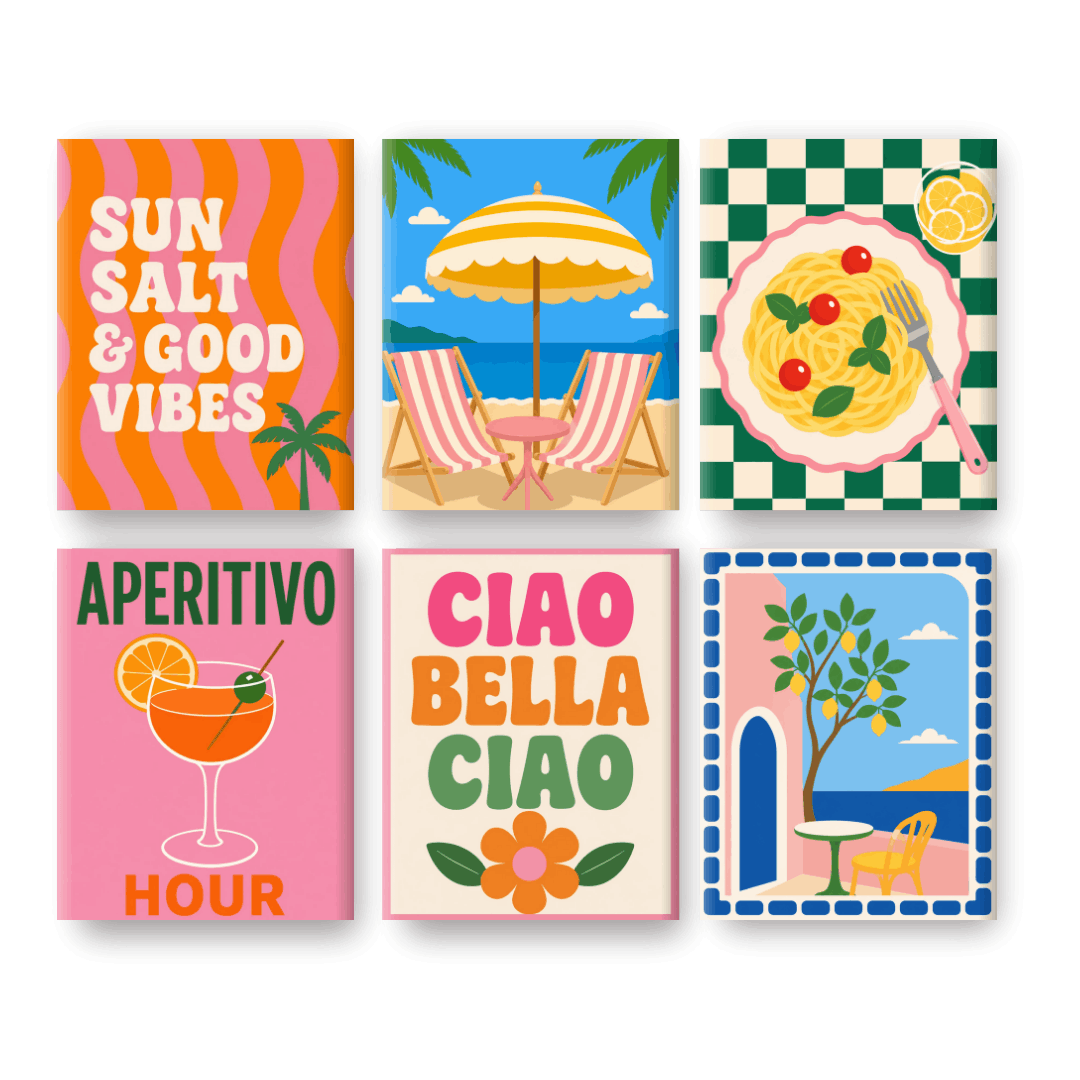 6 Mini Paintings | Amalfi Escape Set