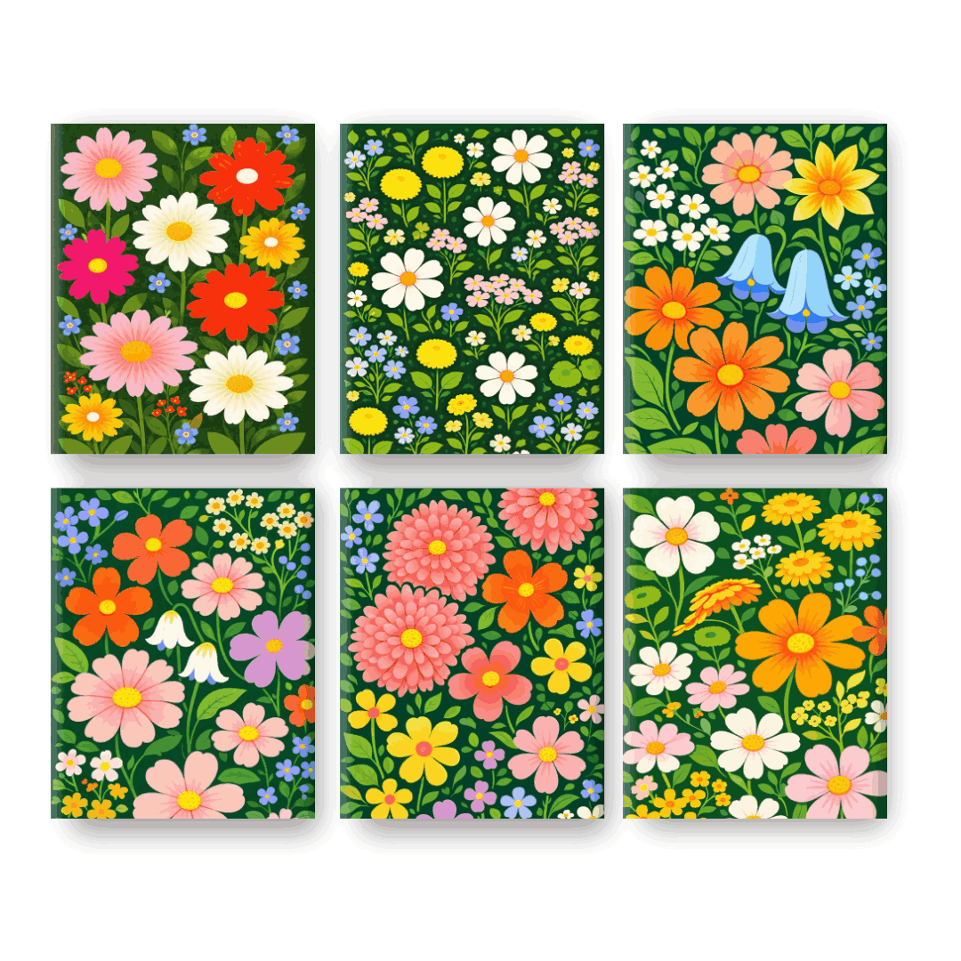 6 Mini Paintings | Flower Field Set