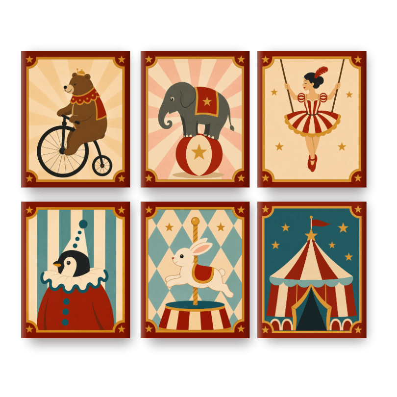 6 Mini Paintings | Circus Set