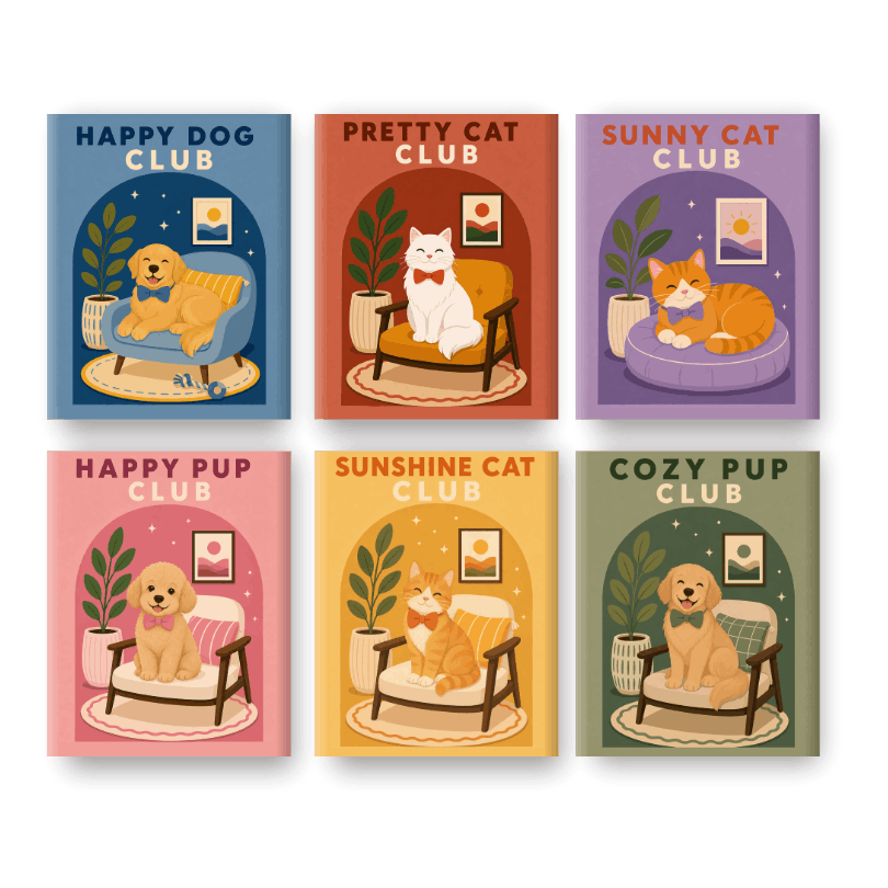 6 Mini Paintings | Dogs & Cats Club Set