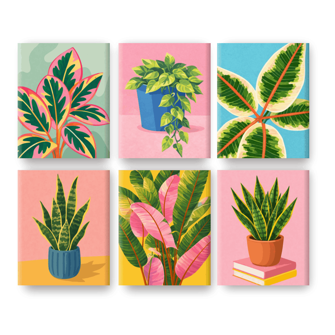 6 Mini Paintings | Beautiful Plants Set