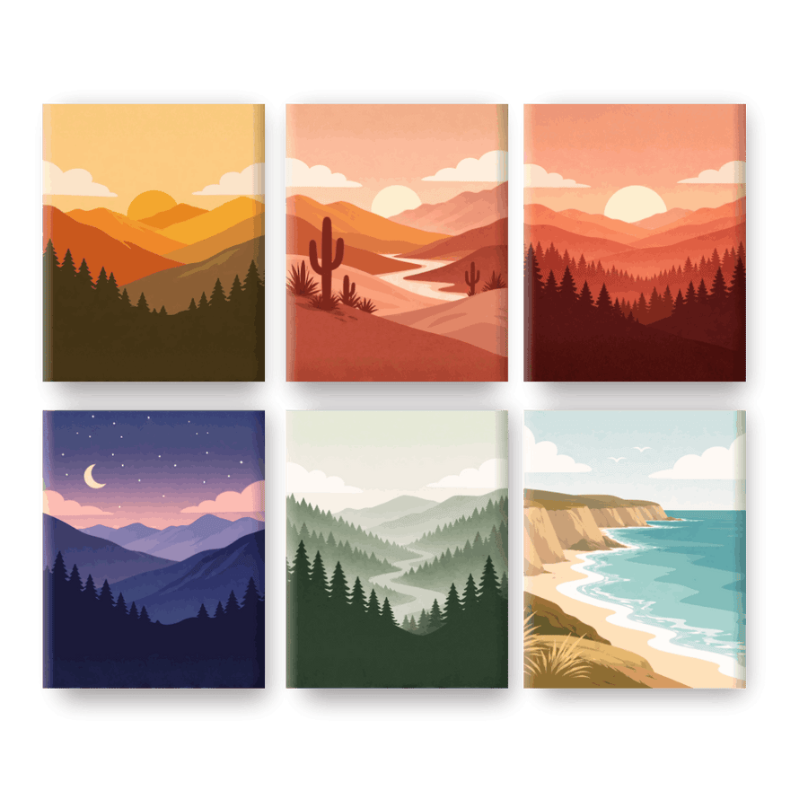 6 Mini Paintings | Gorgeous Landscapes Set