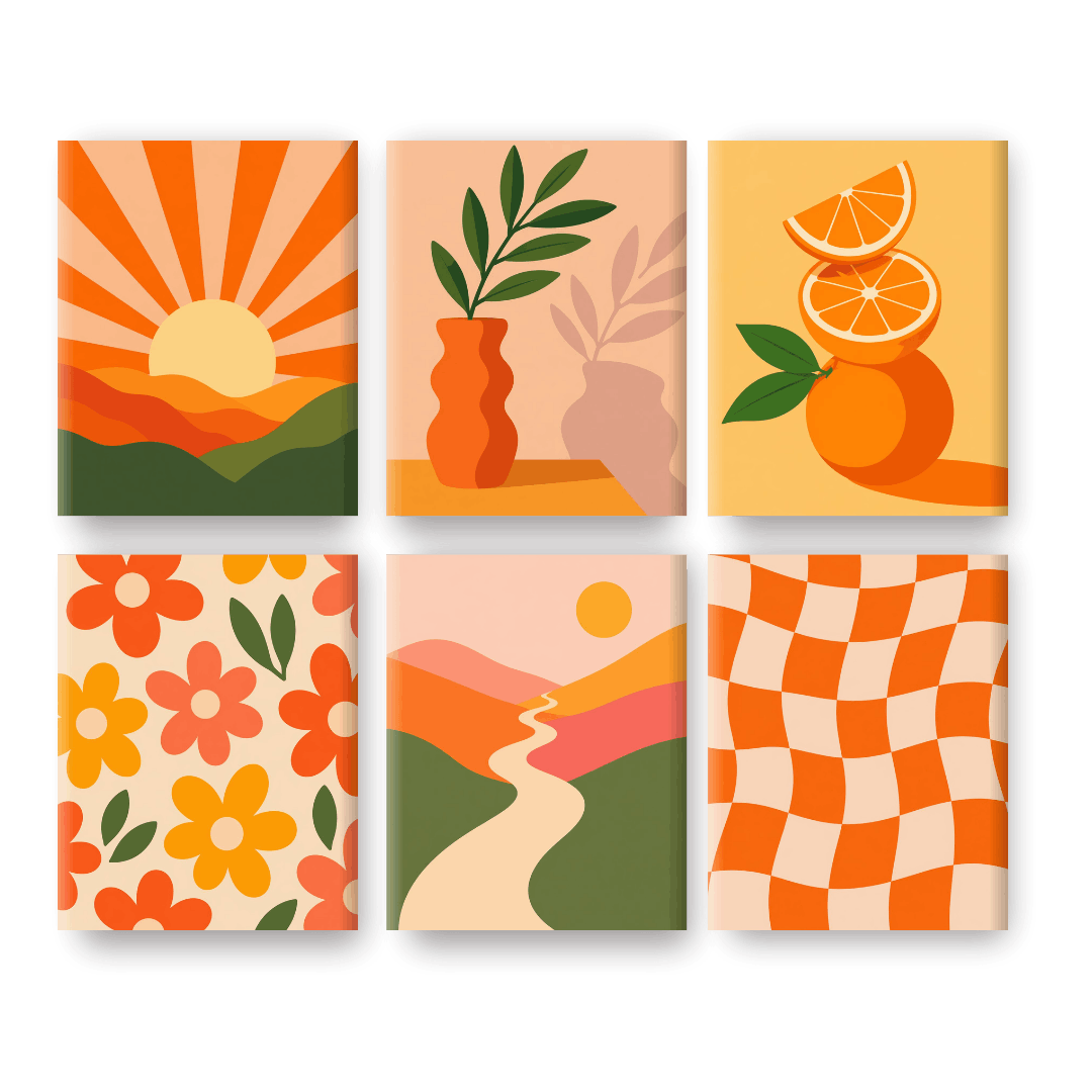 6 Mini Paintings | Golden Citrus Set