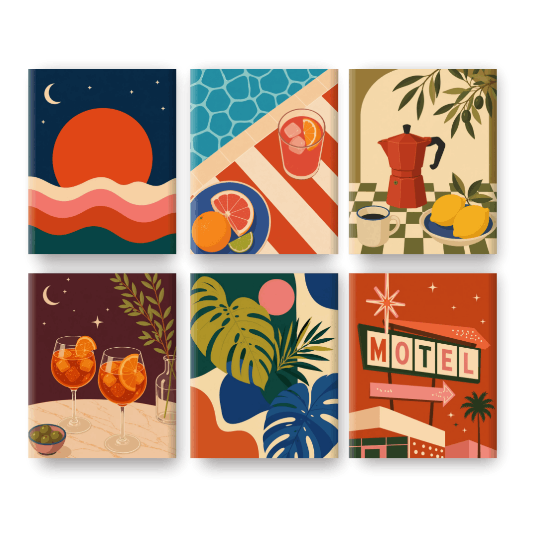 6 Mini Paintings | Evening Glow Set