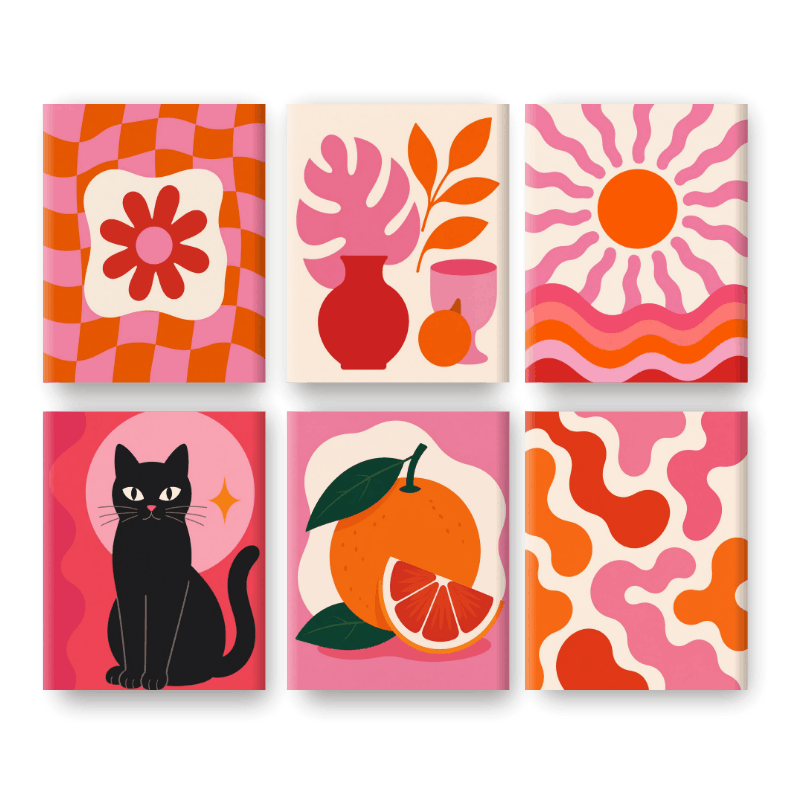 6 Mini Paintings | Retro Glow Set