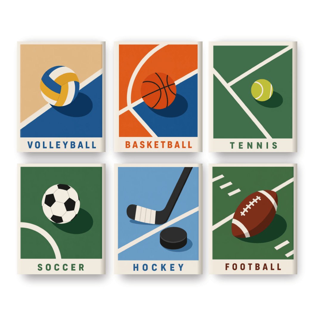 6 Mini Paintings | Sport Posters Set