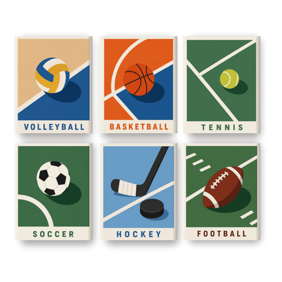 6 Mini Paintings | Sport Posters Set