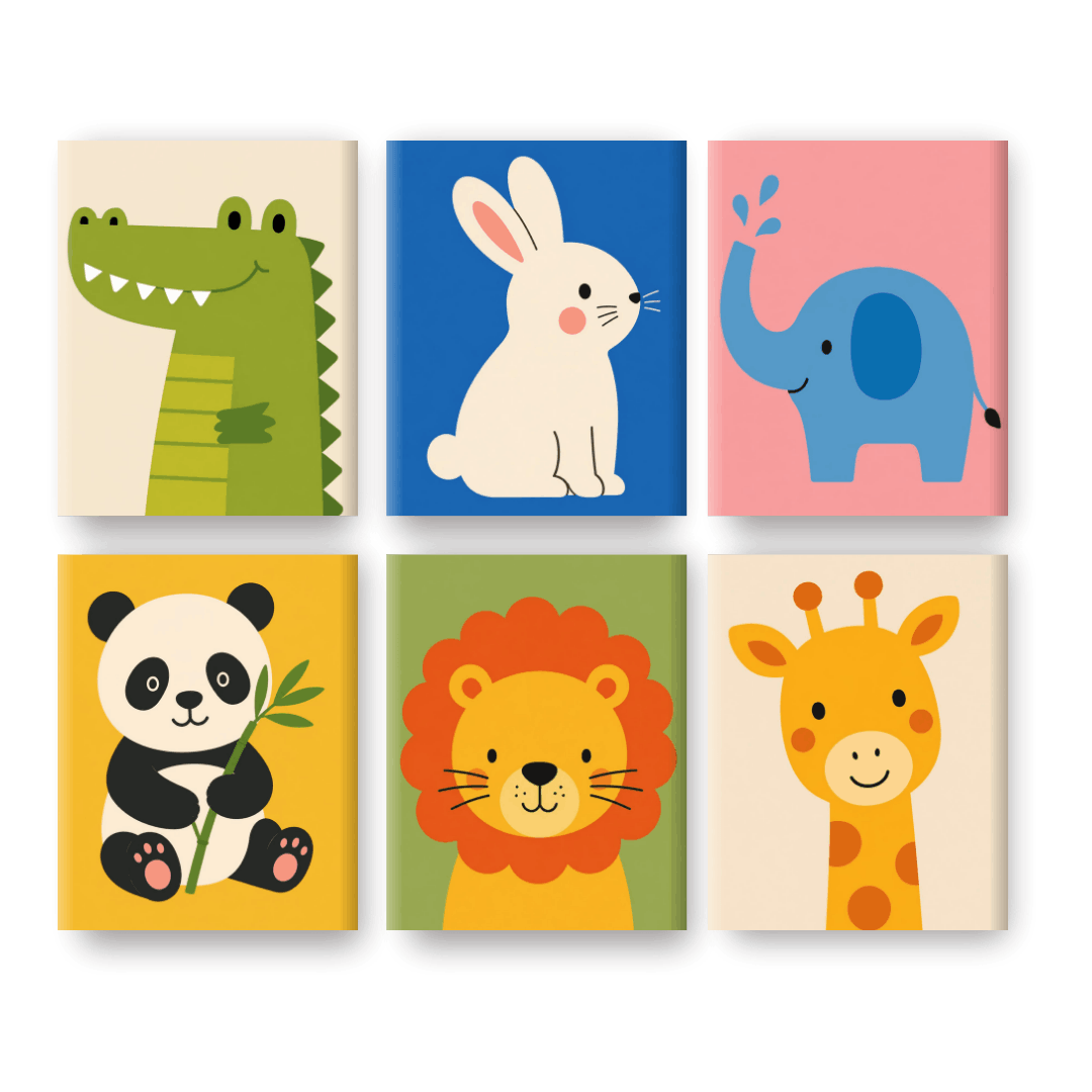 6 Mini Paintings | Cute Safari Pals Set
