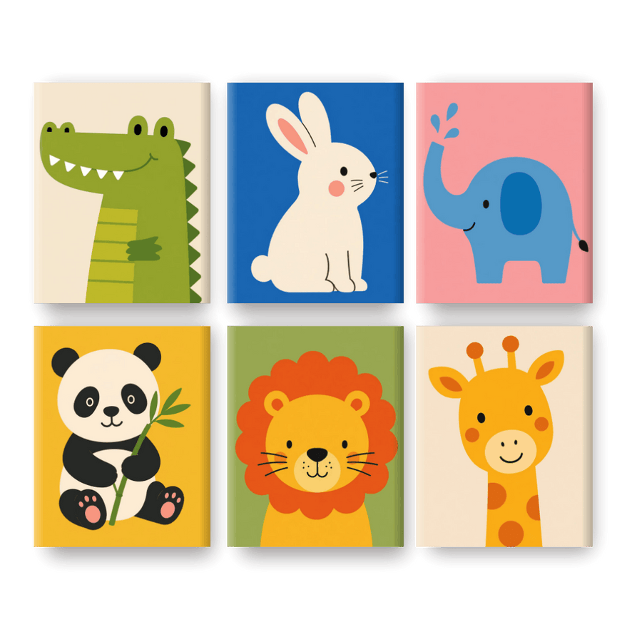 6 Mini Paintings | Cute Safari Pals Set