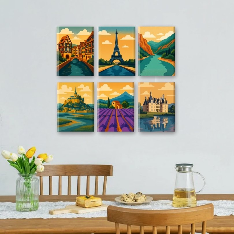 6 Mini Paintings | French Landscapes Set