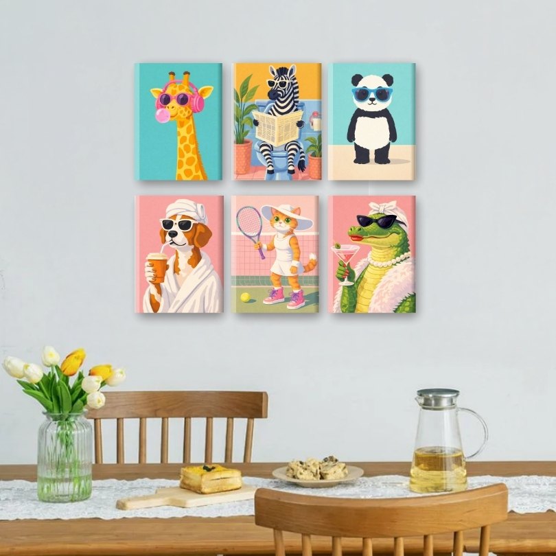 6 Mini Paintings | Funky Animals Set