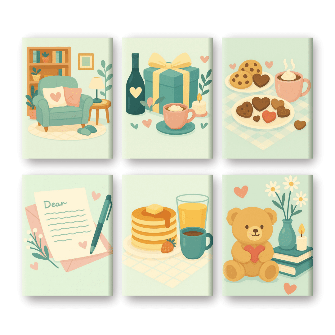 6 Mini Paintings | Pastel Valentine Set