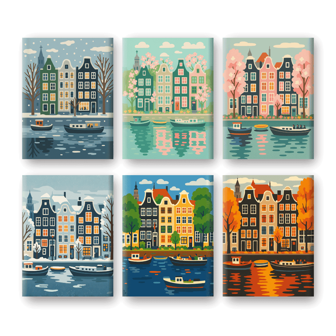 6 Mini Paintings | 4 Seasons Amsterdam Set