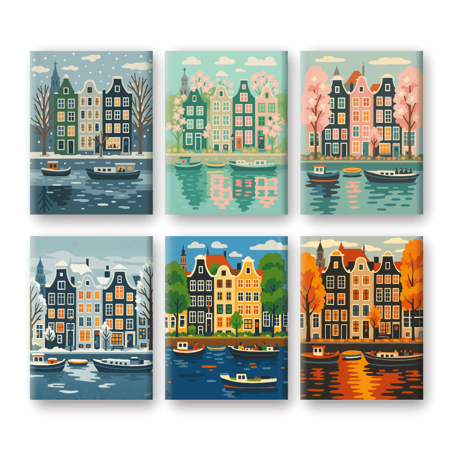 6 Mini Paintings | 4 Seasons Amsterdam Set