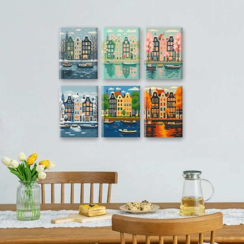 6 Mini Paintings | 4 Seasons Amsterdam Set