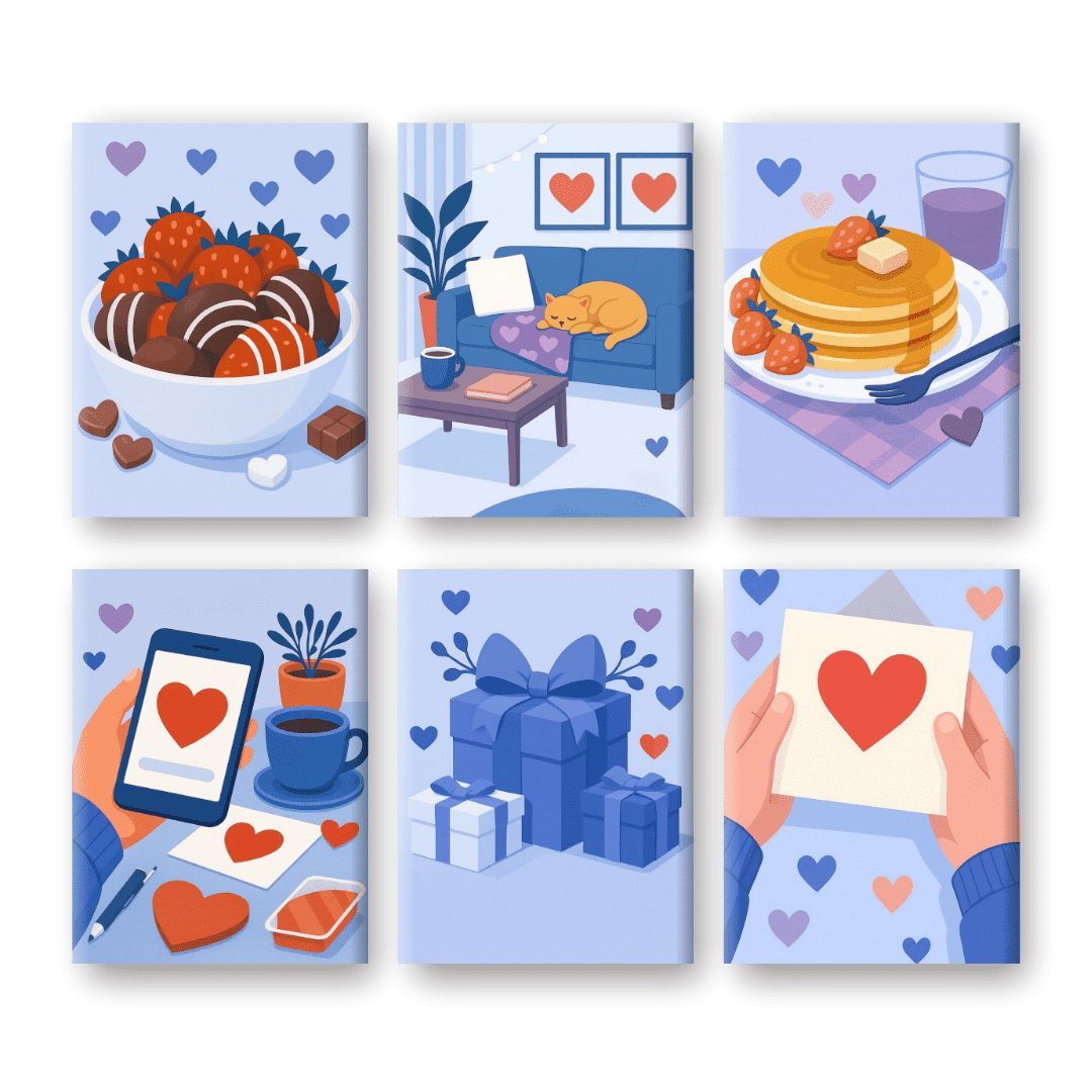 6 Mini Paintings | Blue Valentine Set