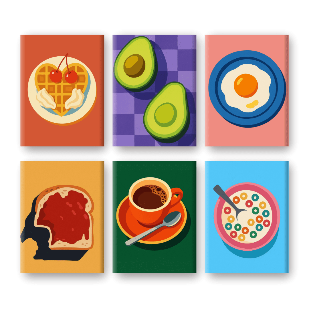 6 Mini Paintings | Breakfast & Coffee Set