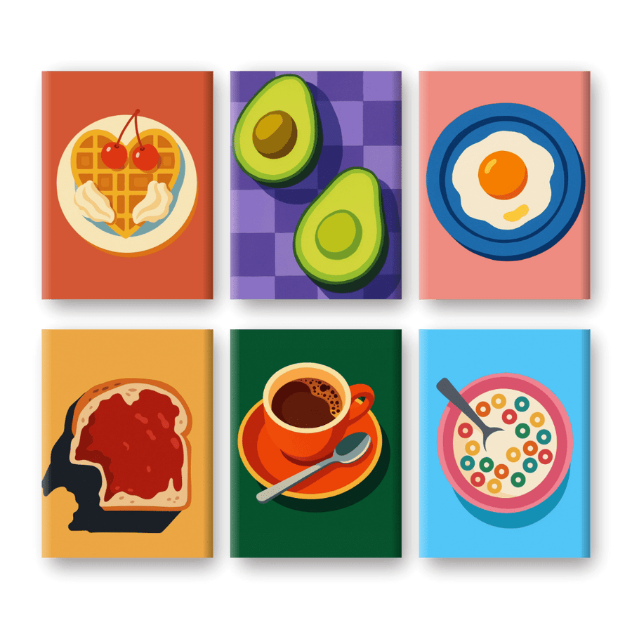 6 Mini Paintings | Breakfast & Coffee Set