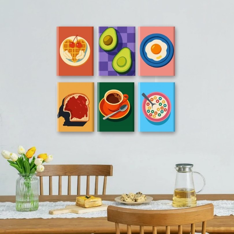 6 Mini Paintings | Breakfast & Coffee Set