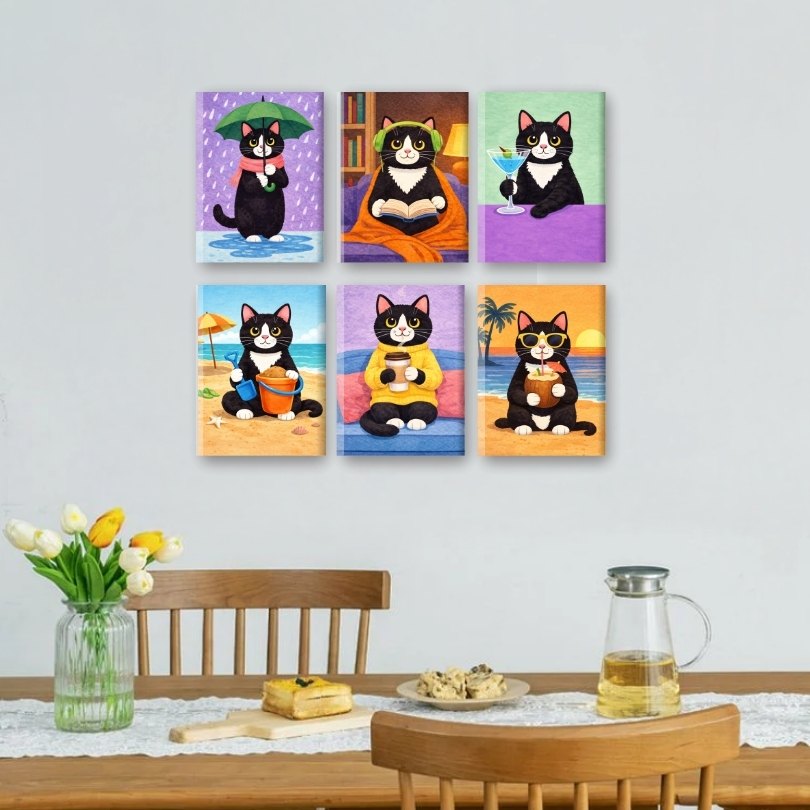 6 Mini Paintings | Cat Moments Set