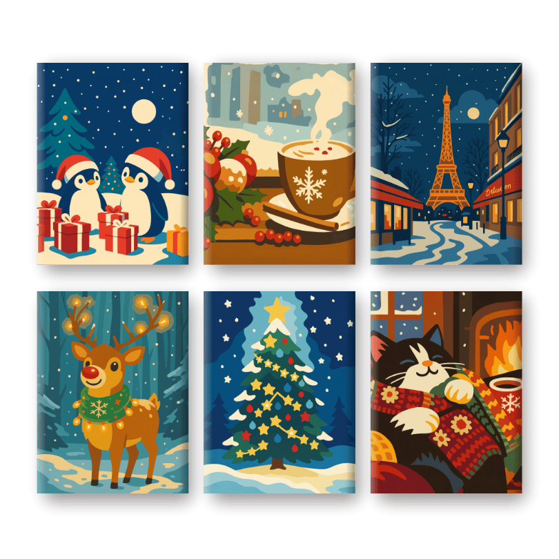 6 Mini Paintings | Christmas Eve Set