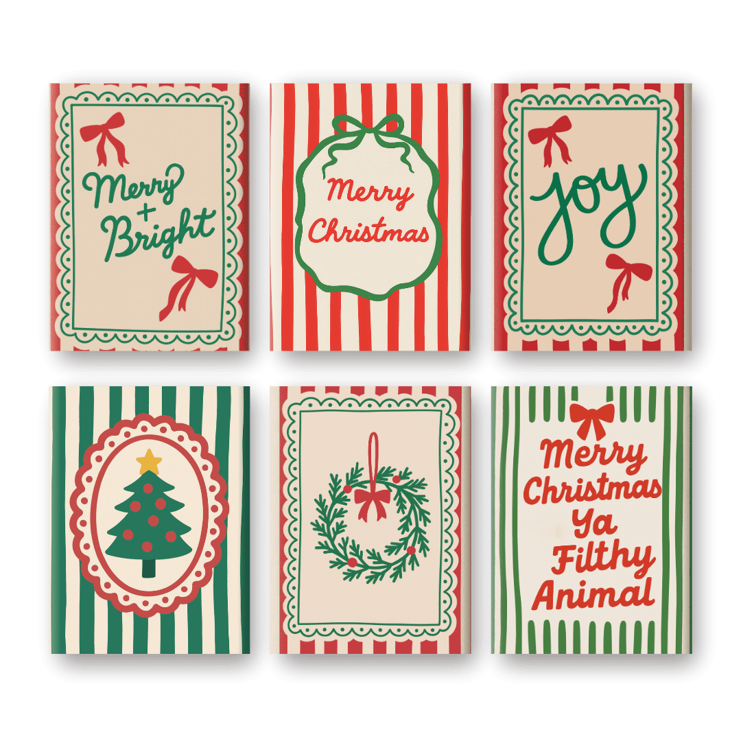 6 Mini Paintings | Christmas Stripes Set