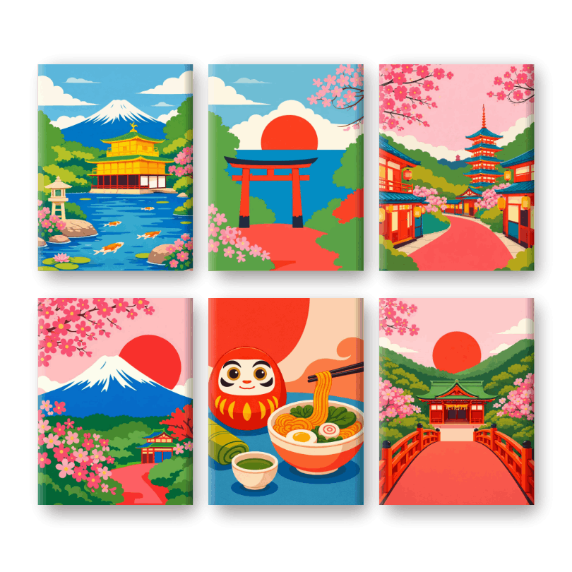 6 Mini Paintings | Classic Japan Set