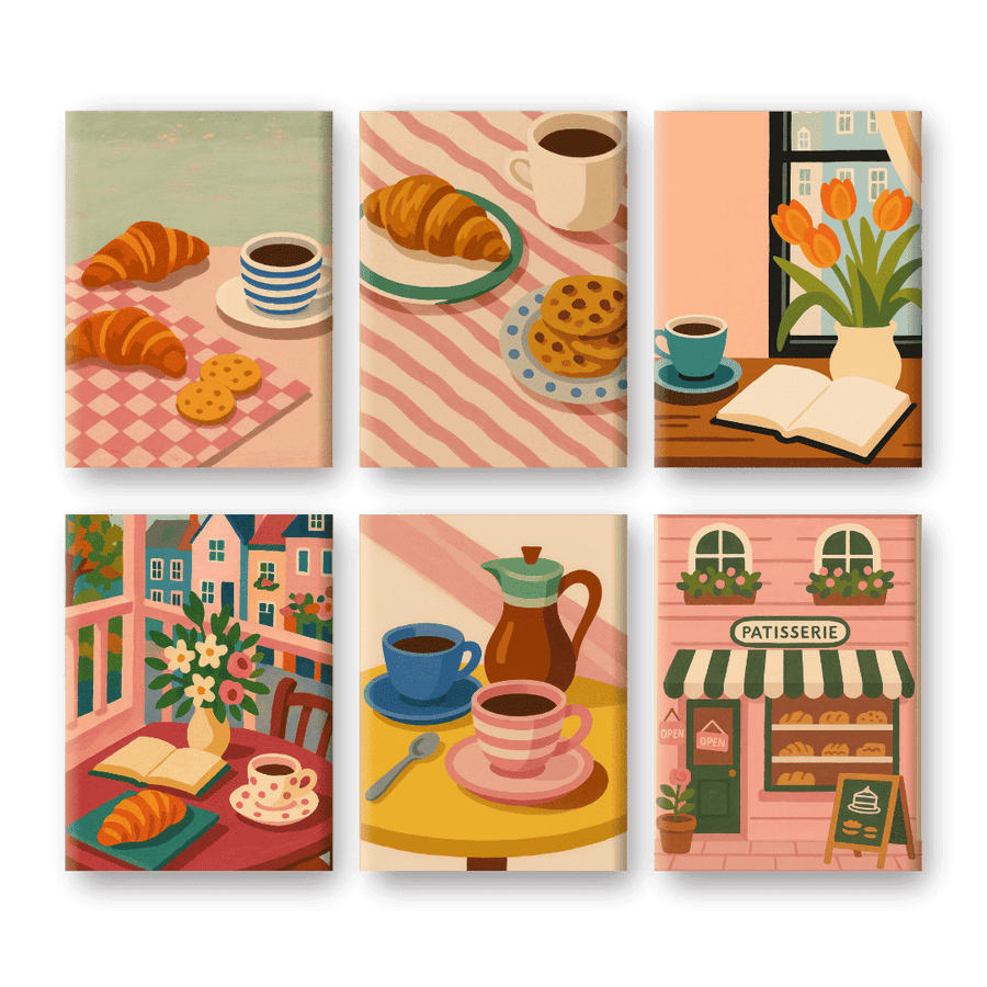 6 Mini Paintings | Coffee & Breakfast Set