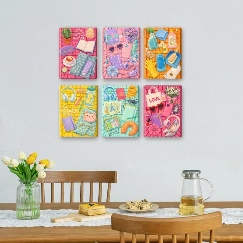 6 Mini Paintings | Colorful Essentials Set