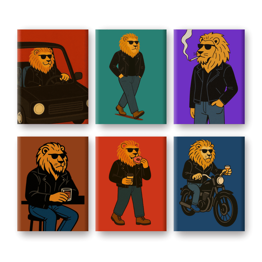 6 Mini Paintings | Cool Lion Set